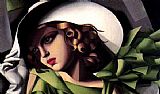Tamara de Lempicka Girl in a Green Dress detail painting